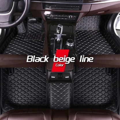 Car Mats Floor For Peugeot 5008 P87 2017~2023 7seat Luxury Leather Mat Car Floor Mats Universal Waterproof Cocho Car Accessories