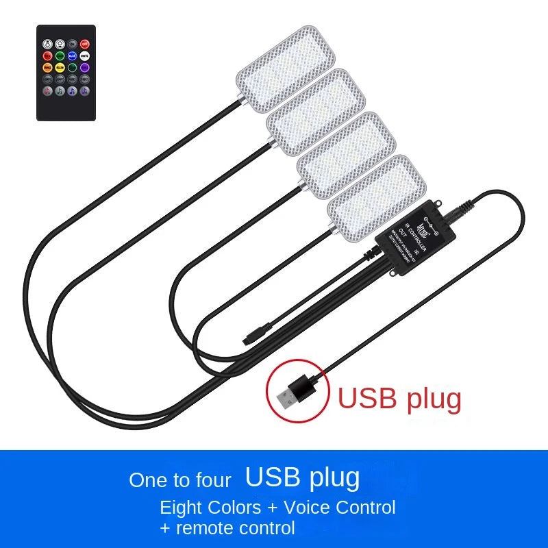 New Neon LED Car Interior Ambient Foot Strip Light Kit Accessories Backlight Remote App Music Control Auto RGB Decorative Lamps