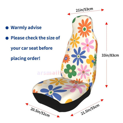 Hippie Flowers Car Seat Cover 2PCS Front Car Seat Cover Seat Anti Fouling Protective Cover Cute Car Accessories