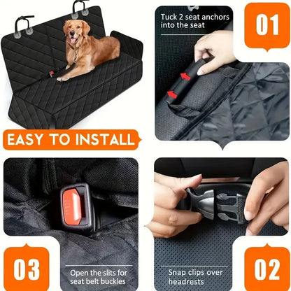 Waterproof Dog Car Seat Cover Universal Pet Protector Mat Non-Slip Back Seat Safety Carrier Durable Travel Accessory