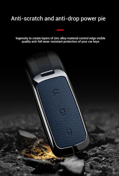 For Geely EX5 Metal Leather Car Key Case Full Cover Shell For Geely EX5 EM-i / ‌Starray EM-i / Galaxy L6/L7/E8/M9
