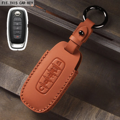 Leather Car Key Case Cover for Nissan Juke 2023 X-trail T33 Qasqhai J12 2022 Ariya Altima Teana2 3 4 5 Buttons