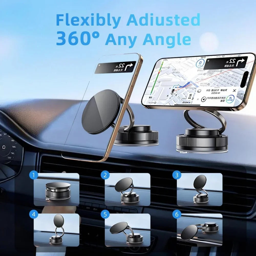 Magnetic Phone Holder for Car 360° Rotatable Foldable & Adjustable Magnetic Car Mount ,Suction Cup Phone Holder for Car/Mirror