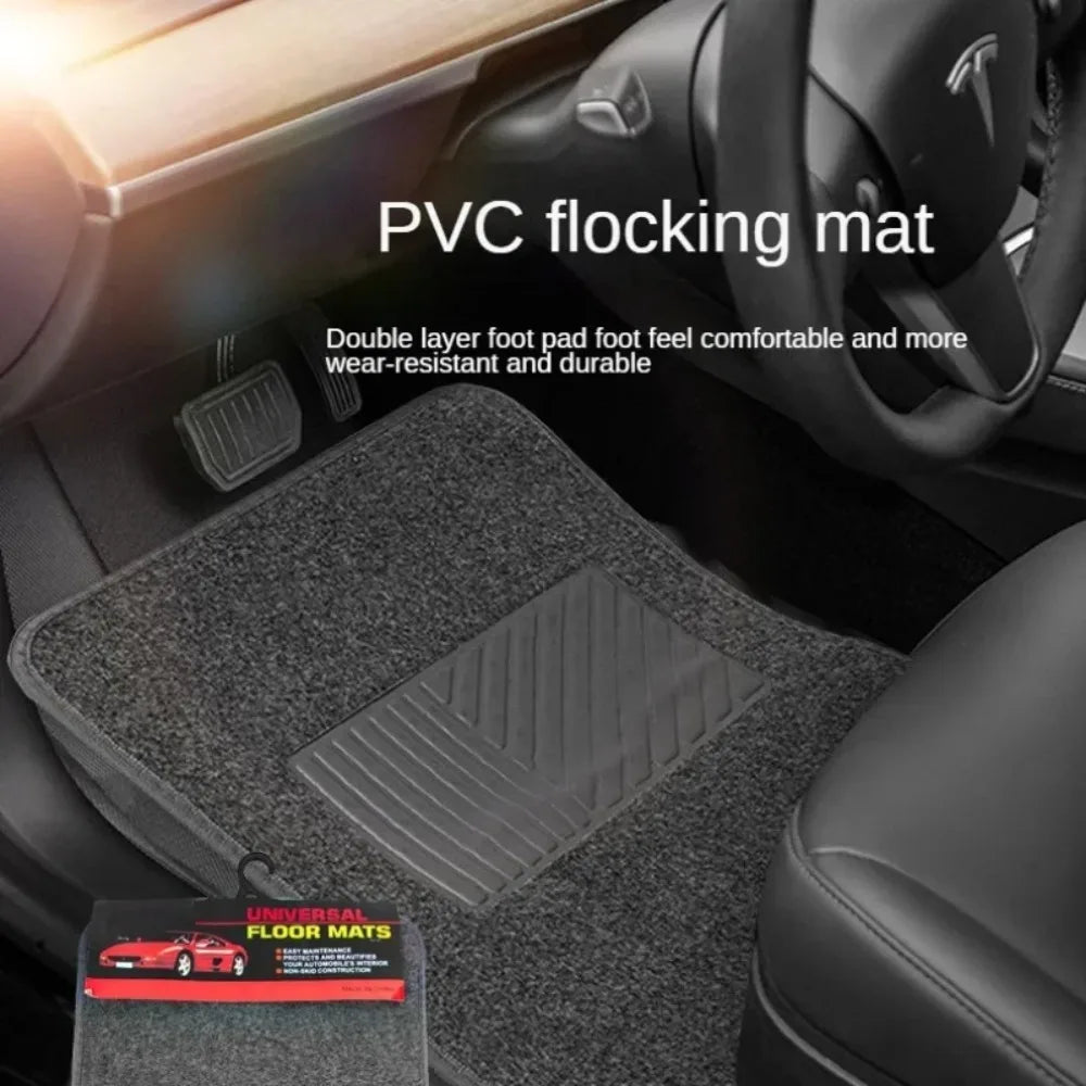 PVC Plush Car Floor Mats Non-Slip Wear-Resistant Easy-Clean Car Carpet Velcro Backed Car Floor Mats Suitable For All Seasons