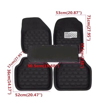 Universal PU Leather Car Floor Mats - 5-Piece Full Set Anti-Slip Vehicle Foot Rugs All-Weather Protection Fits Duster Tool Amagi