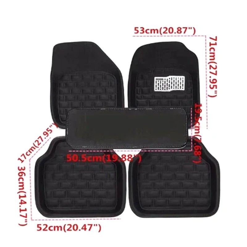 Universal PU Leather Car Floor Mats - 5-Piece Full Set Anti-Slip Vehicle Foot Rugs All-Weather Protection Fits Duster Tool Amagi