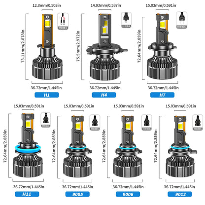 Kit Lâmpada LED Alta Potência H7/H11/H1/H4 6000K - 2 Peças 12V