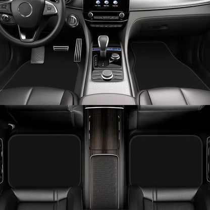 Black Solid Color Car Floor Mats Universal Non-Slip Carpets Rugs Front & Rear Car Foot Mats Set of 4 Pieces Auto Accessories
