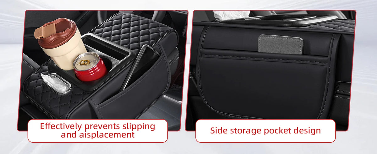 Center Console Organizer with Cup Holder Car Armrest Storage Box Armrest Heightening Cushion Pad for Car Interior Auto Accessory