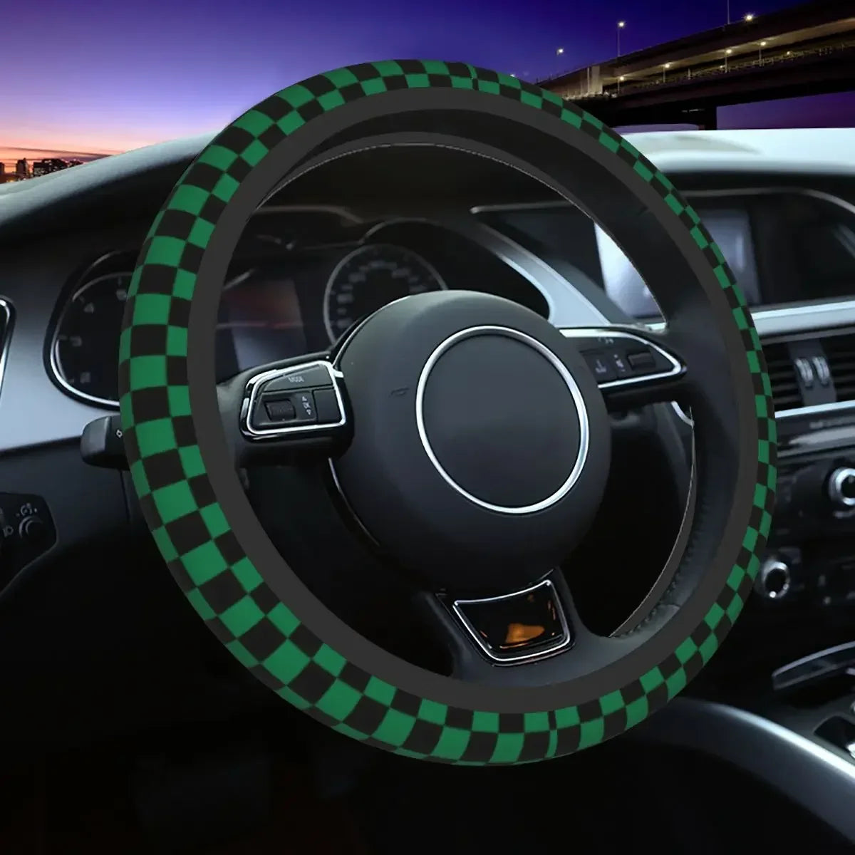Ten color checkerboard pattern car steering wheel cover Universal 15-inch steering wheel cover