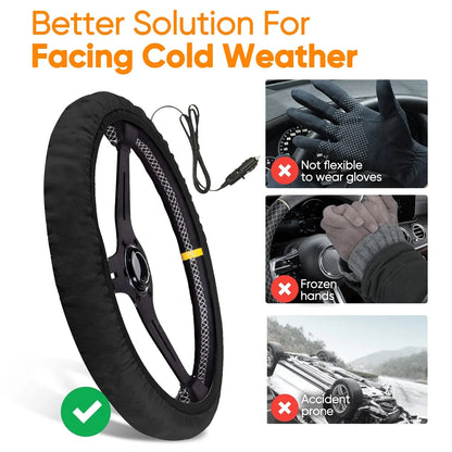 Winter Handle Cover Heated steering Wheel Cover 38cm Universal Warm Suede Car Steering Wheel Cover