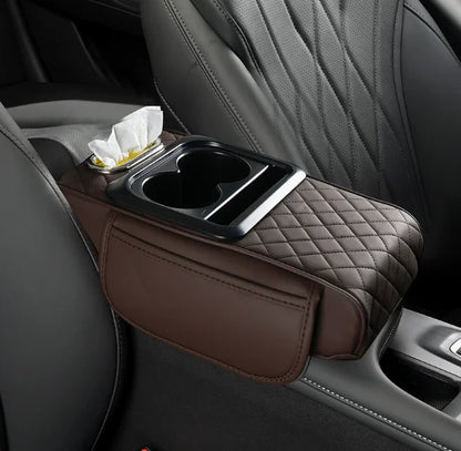 Universal car center console armrest box with dual cup holders, heightening pad, high comfort, easy to install.