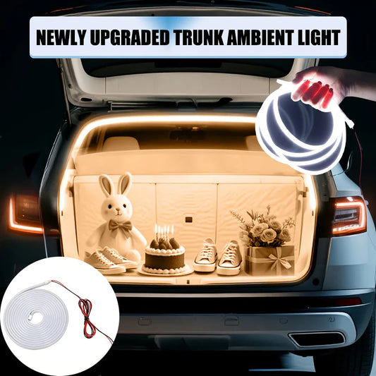 12V Car Trunk LED Strip High-Brightness 2/4M Interior Decoration Wiring Automatic Sensing Tailgate Light Strip Easy Installation
