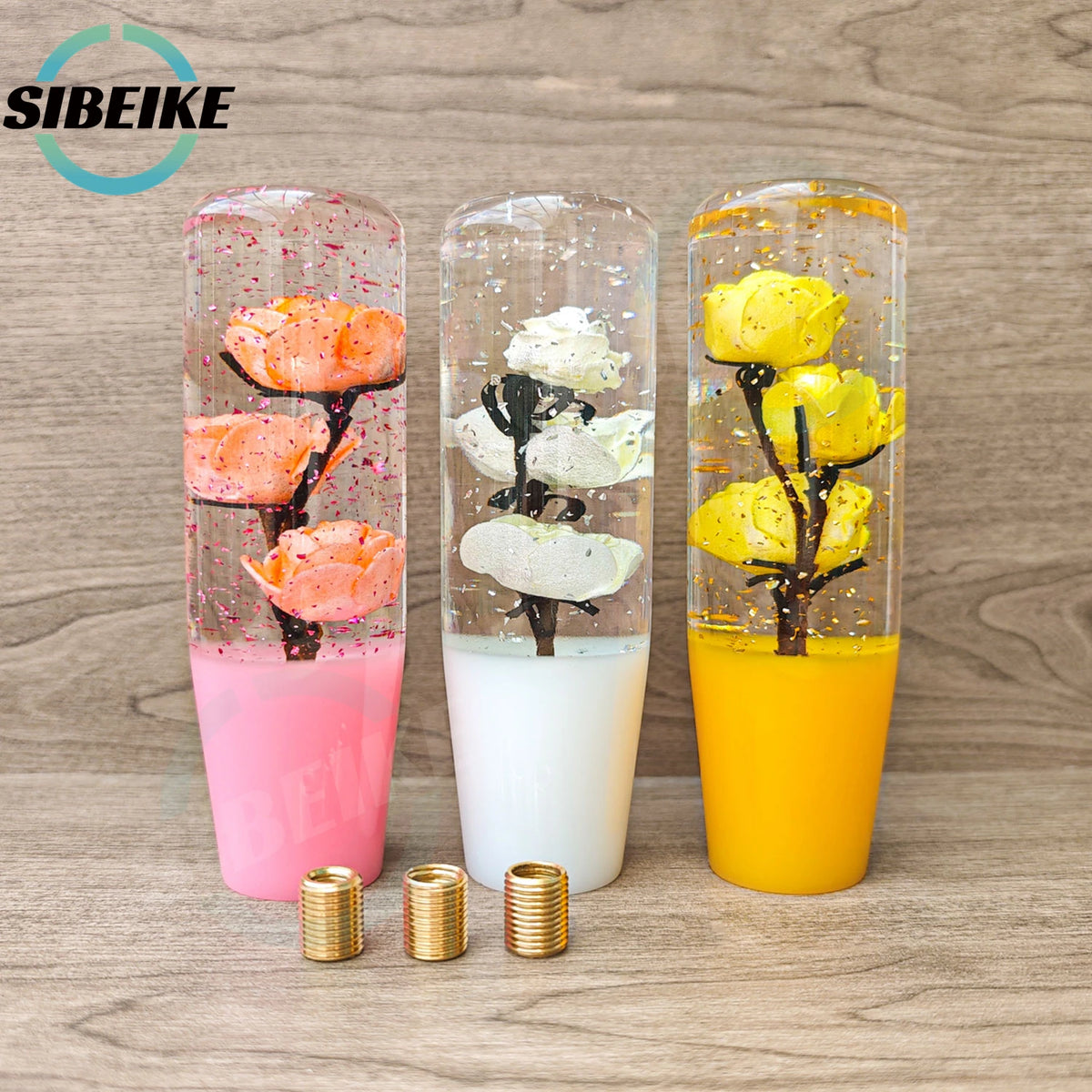 15CM Universal Transparent Flower Gear Shift Knob Car Manual Shifter Head Shift Knob Stick