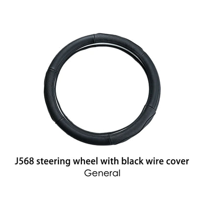 Car Steering Wheel Cover – Black Stitching, 38cm Round Outer Diameter, Anti-Slip & Wear-Resistant, Comfortable Grip