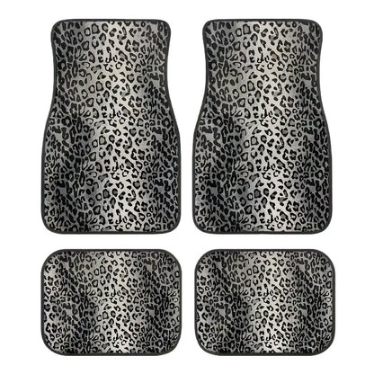 Luxury Leopard Print Car Floor Mats - Universal Fit, Durable Polyester Fiber, Elegant Interior Accessory for Front&Rear Seats