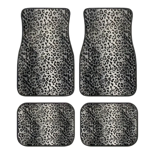 Luxury Leopard Print Car Floor Mats - Universal Fit, Durable Polyester Fiber, Elegant Interior Accessory for Front&Rear Seats