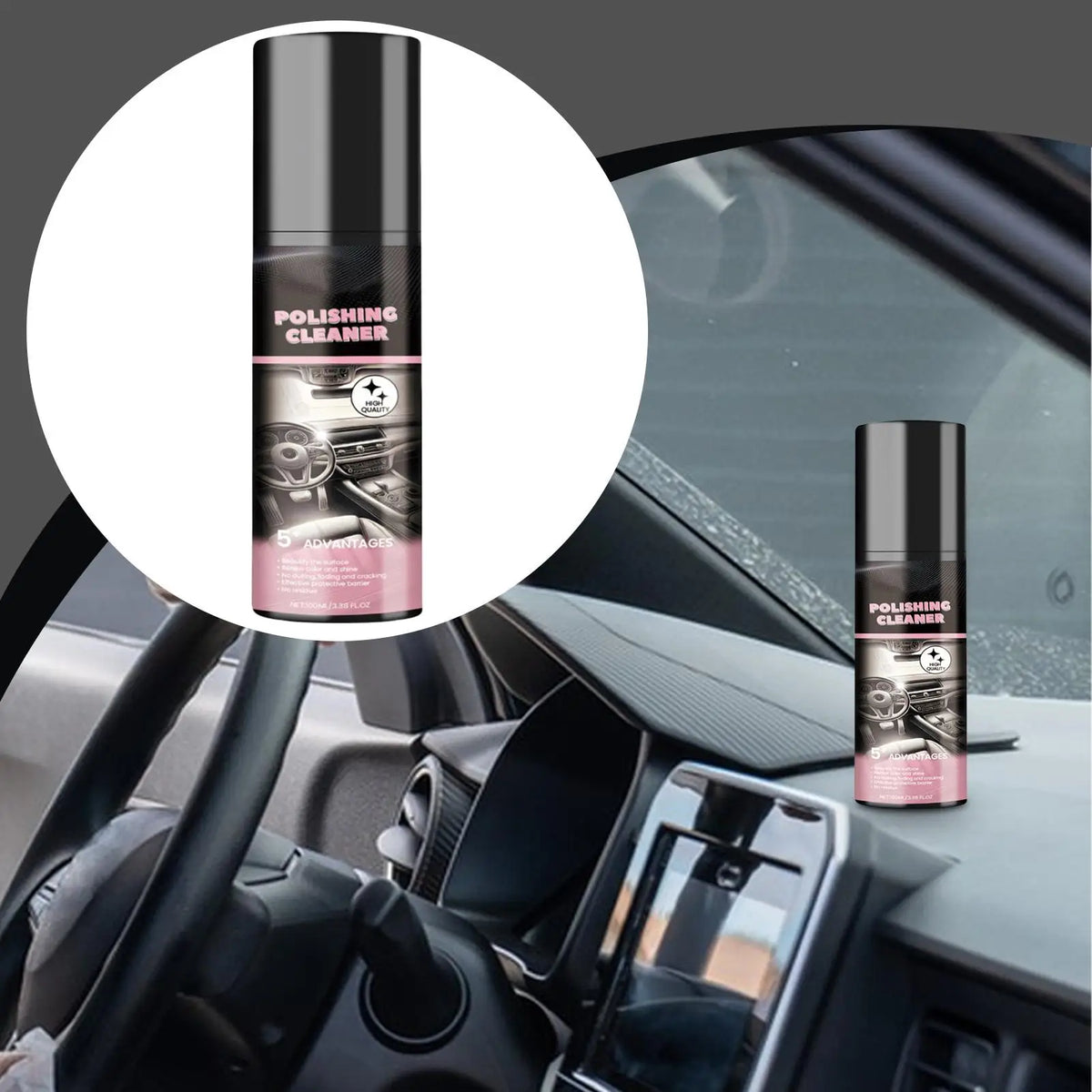 Car Interior Polish & Cleaner Spray 100ml All-Purpose Detailer for Dashboard Leather Plastic Restores Shine & Protects Care Kit