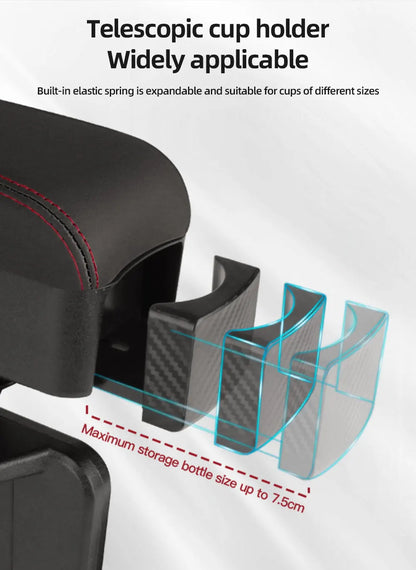 Height Adjustable Car Center Console Gap Storage Organizer with Liftable Tray Elbow Support Armrest Pad for SUV Sedan