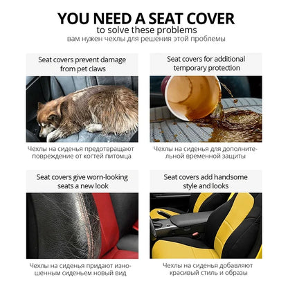 Fashion Front Car Seat Covers Car Accessories Tire Track Embossed Styling Durable Comfortable Fabric Universal Fit For Most Car