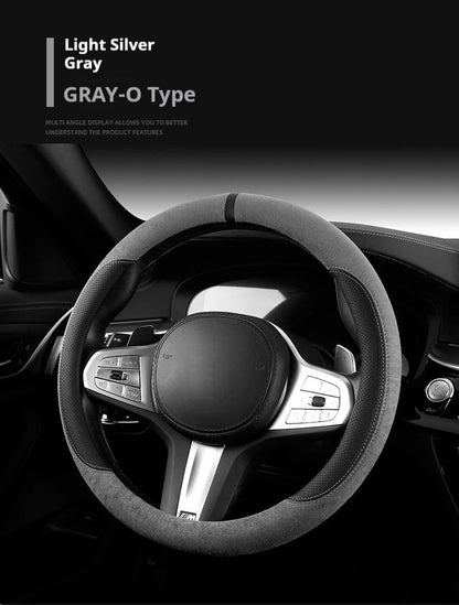 Steering Wheel Cover Suede D Shape Wine Red Four Seasons Breathable Non Slip Sweat Absorbent Comfortable Car Steering Protector