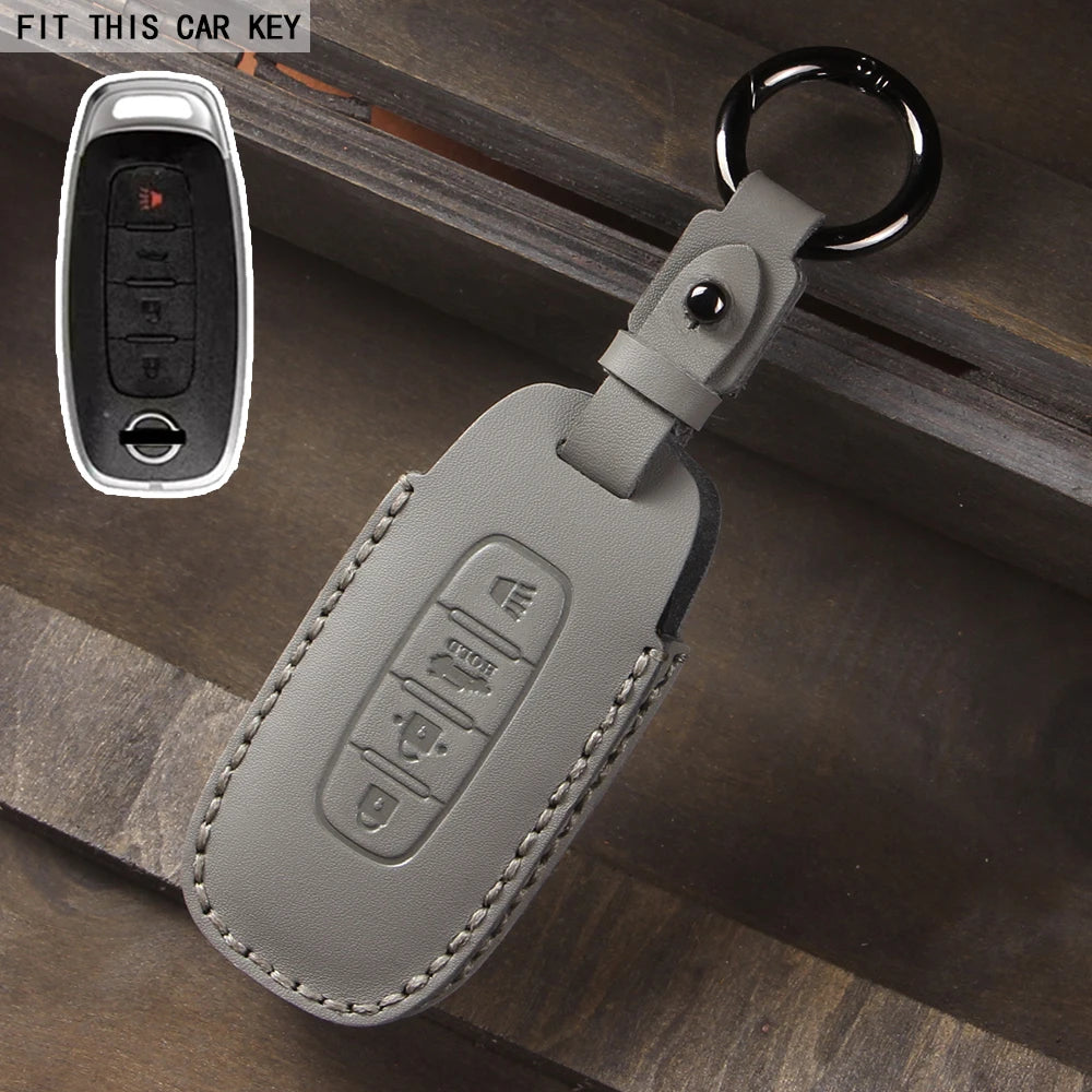 Leather Car Key Case Cover for Nissan Juke 2023 X-trail T33 Qasqhai J12 2022 Ariya Altima Teana2 3 4 5 Buttons