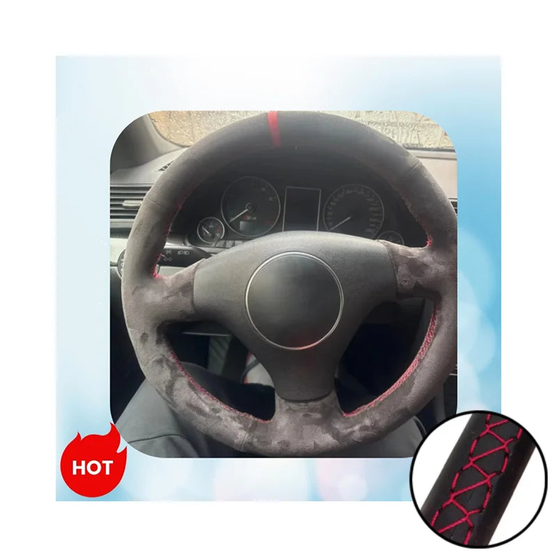Car Steering Wheel Cover Suede Leather Steering Wrap Cover For Audi A2 8Z A3 8L Sportback A4 B6 Avant A6 C5 A8 D2 TT 8N S3