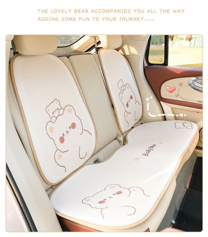 Comfortable Cute Car Seat Covers Ice Silk Cartoon Car Seat Protector Cushion Cute Car Accessories Universal Seat Covers Full Set
