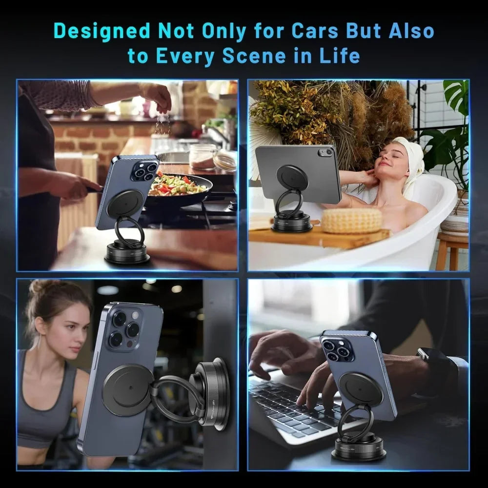 Magnetic Phone Holder for Car 360° Rotatable Foldable & Adjustable Magnetic Car Mount ,Suction Cup Phone Holder for Car/Mirror
