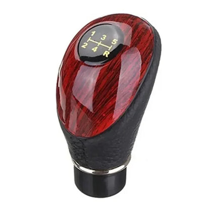 Universal shift knob, 5-speed lever, manual shift knob, car interior made of wood PU leather for cars and trucks