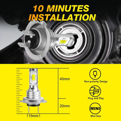 Kit Lâmpada LED H7 4 Peças - Farol Alto/Baixo Branco 6000K
