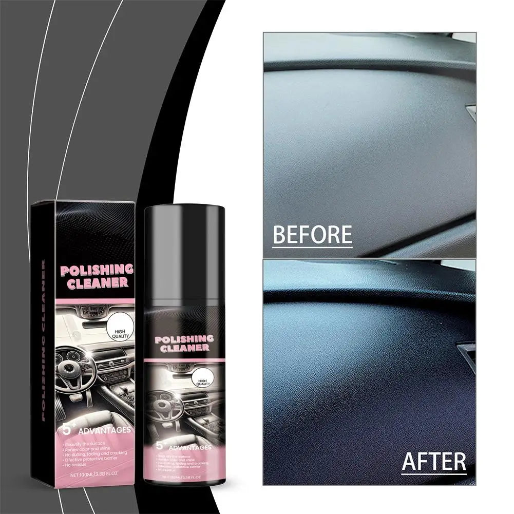 100ml Car Interior Polishing Cleaner Spray, Dashboard & Leather Restorer, UV Protection  Conditioner for Plastic, Vinyl & Rubber