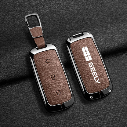 For Geely EX5 Metal Leather Car Key Case Full Cover Shell For Geely EX5 EM-i / ‌Starray EM-i / Galaxy L6/L7/E8/M9