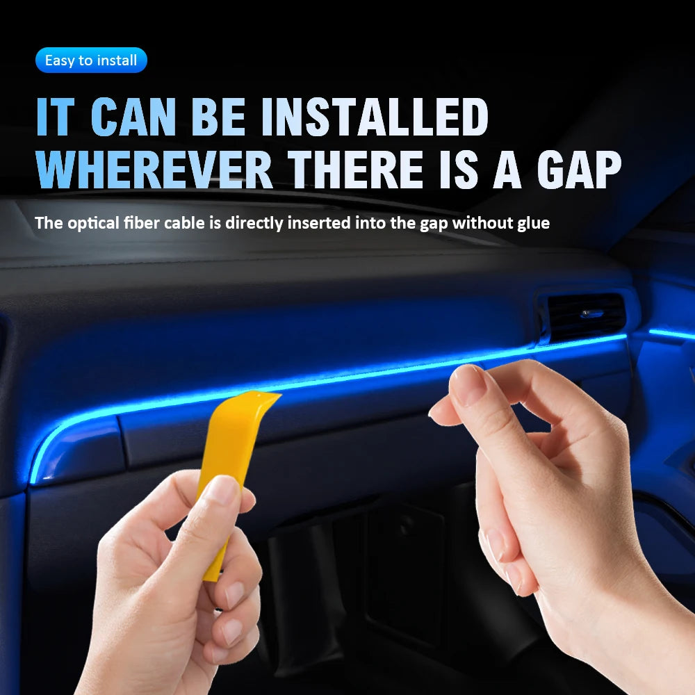 LED Ambient Light Car Interior Strip Light RGB Auto Environment Light APP Control Car Center Console Decoration Accessories