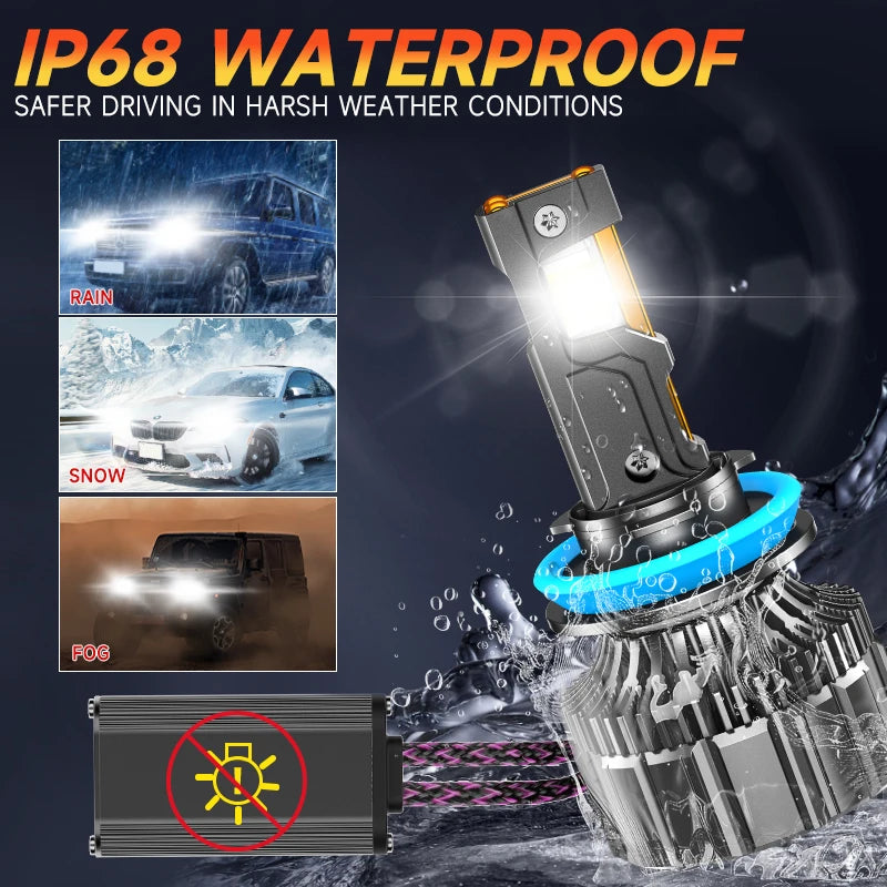 Kit Lâmpada LED Alta Potência H7/H11/H1/H4 6000K - 2 Peças 12V