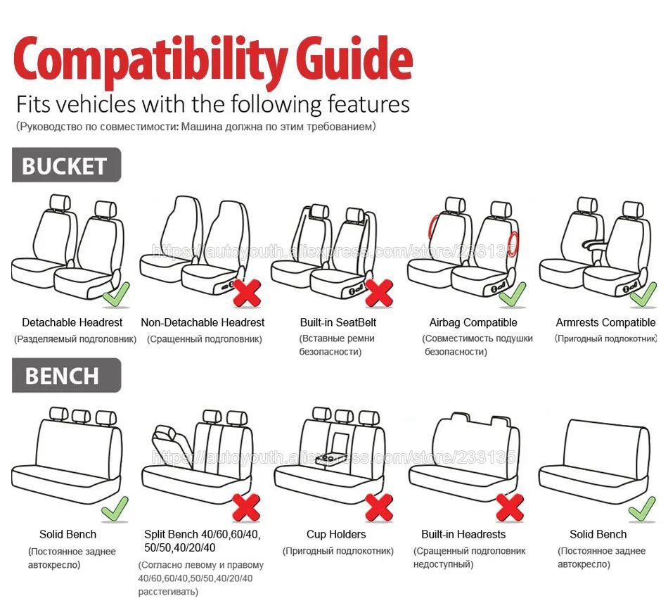 AUTOYOUTH Automobiles Seat Covers Full Car Seat Cover Universal Fit Interior Accessories Protector Color Gray Car-Styling
