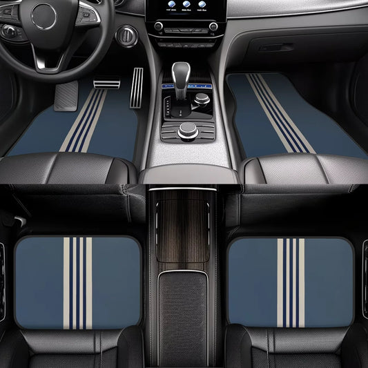 4Pc, Car Floor Mats with a Sophisticated Appearance and Iconic Striped Pattern Design, Perfectly Designed with Personalized Patterns, Suitable for Cars, Trucks, and Suvs, Durable and Easy to Clean, Suitable for All Seasons, P