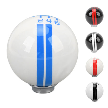 6 Speed Car Racing Gear Shift Knob for Shelby GT500 Style Round Ball Shift Knob with 3 Adapters for Manual Vehicle