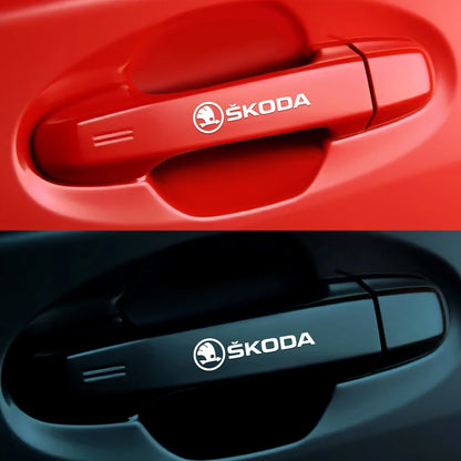 4PCS Car Emblem Exterior Sticker Decal Decoration For Skoda Octavia Rapid Fabia Superb Kodiaq Scala Karoq Kamiq VRS Yeti S VII