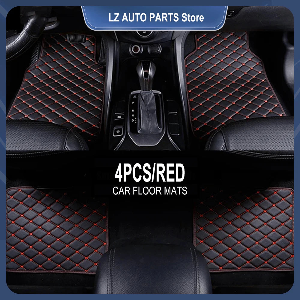 Car Floor Mats 4PCS Universal PU Leather Waterproof Auto Foot Pad Protector Carpet Front and Rear Mats Set Auto Accessories