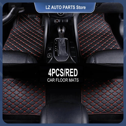 Car Floor Mats 4PCS Universal PU Leather Waterproof Auto Foot Pad Protector Carpet Front and Rear Mats Set Auto Accessories