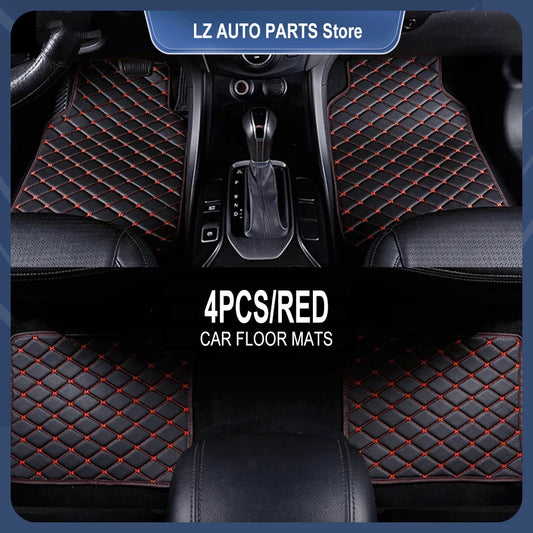Car Floor Mats 4PCS Universal PU Leather Waterproof Auto Foot Pad Protector Carpet Front and Rear Mats Set Auto Accessories