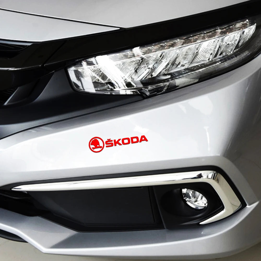 4PCS Car Emblem Exterior Sticker Decal Decoration For Skoda Octavia Rapid Fabia Superb Kodiaq Scala Karoq Kamiq VRS Yeti S VII