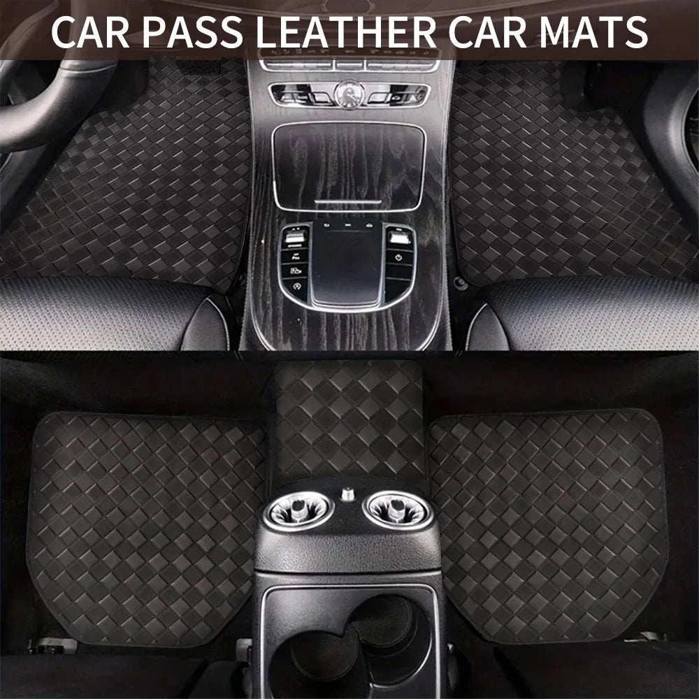 5 Pcs Universal Car Floor Mats Full Set Leather Front & Rear Seat Floor Liners All Weather Non-Slip Carpet Protector