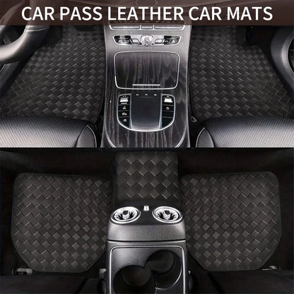 5 Pcs Universal Car Floor Mats Full Set Leather Front & Rear Seat Floor Liners All Weather Non-Slip Carpet Protector
