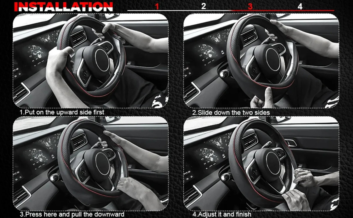 Car Steering Wheel Cover, Anti-Slip, Safety, Soft, Breathable, Heavy Duty, Thick, Full Surround, Sports Style universal use 38cm