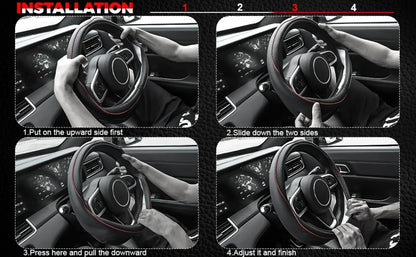 Car Steering Wheel Cover, Anti-Slip, Safety, Soft, Breathable, Heavy Duty, Thick, Full Surround, Sports Style universal use 38cm