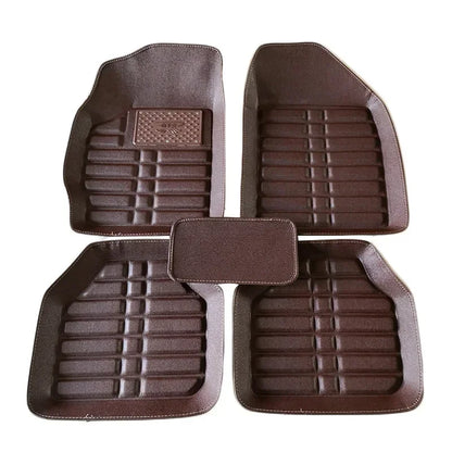 Universal PU Leather Car Floor Mats - 5-Piece Full Set Anti-Slip Vehicle Foot Rugs All-Weather Protection Fits Duster Tool Amagi