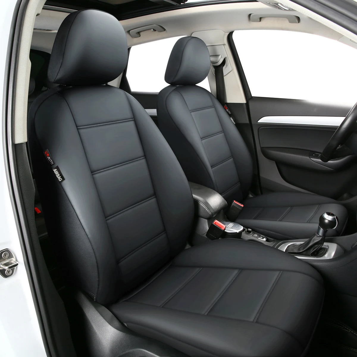Lux Artificial PU Leather Car Seat Cover Universal Size Full Set Airbag Compatible Fit Most Cars