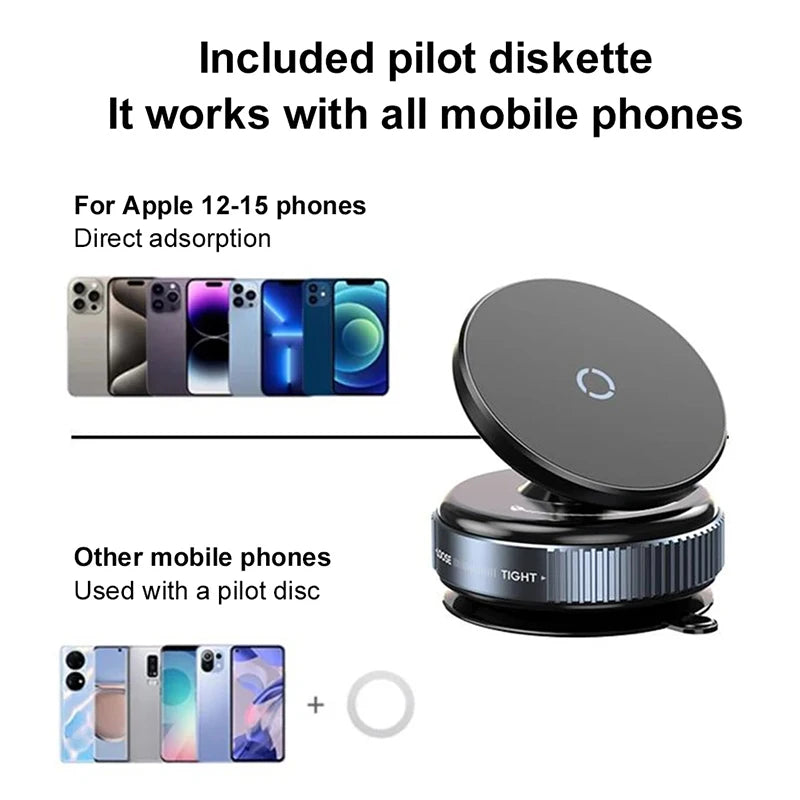 Vacuum Magnetic Car Phone Holder 360 ° Adjustable Suction Cup Holder Magnetic Car Phone Holder Pocket Sized Foldable Car Holder